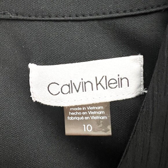 CALVIN KLEIN Black Dress Chiffon Womens 10 Party Whimsigoth Dark Feminine - Picture 3 of 14